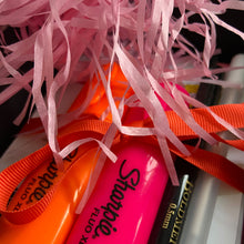 Load image into Gallery viewer, Orange and pink highlighter set with pink shredded paper
