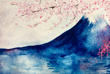 Load image into Gallery viewer, Mixed media artwork of Mount Fuji in sakura season