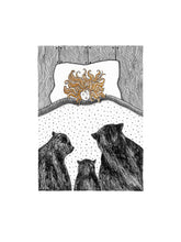 Load image into Gallery viewer, Goldilocks giclée print with gold gouache hair details.