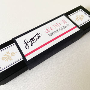 Bookmark making set in black box with elegant label and black slip case.