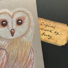 Load image into Gallery viewer, Owl pencil portrait with personalised presentation box
