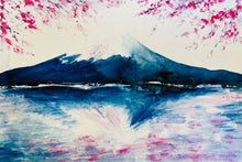 Load image into Gallery viewer, Mixed media artwork of Mount Fuji in sakura season
