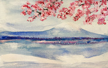Load image into Gallery viewer, Mixed media artwork of Mount Fuji in sakura season
